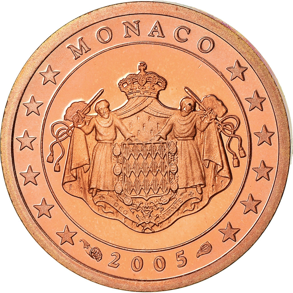 Mónaco, Euro Cent, 2005, BE, MS(63), Aço Cromado a Cobre, KM:167