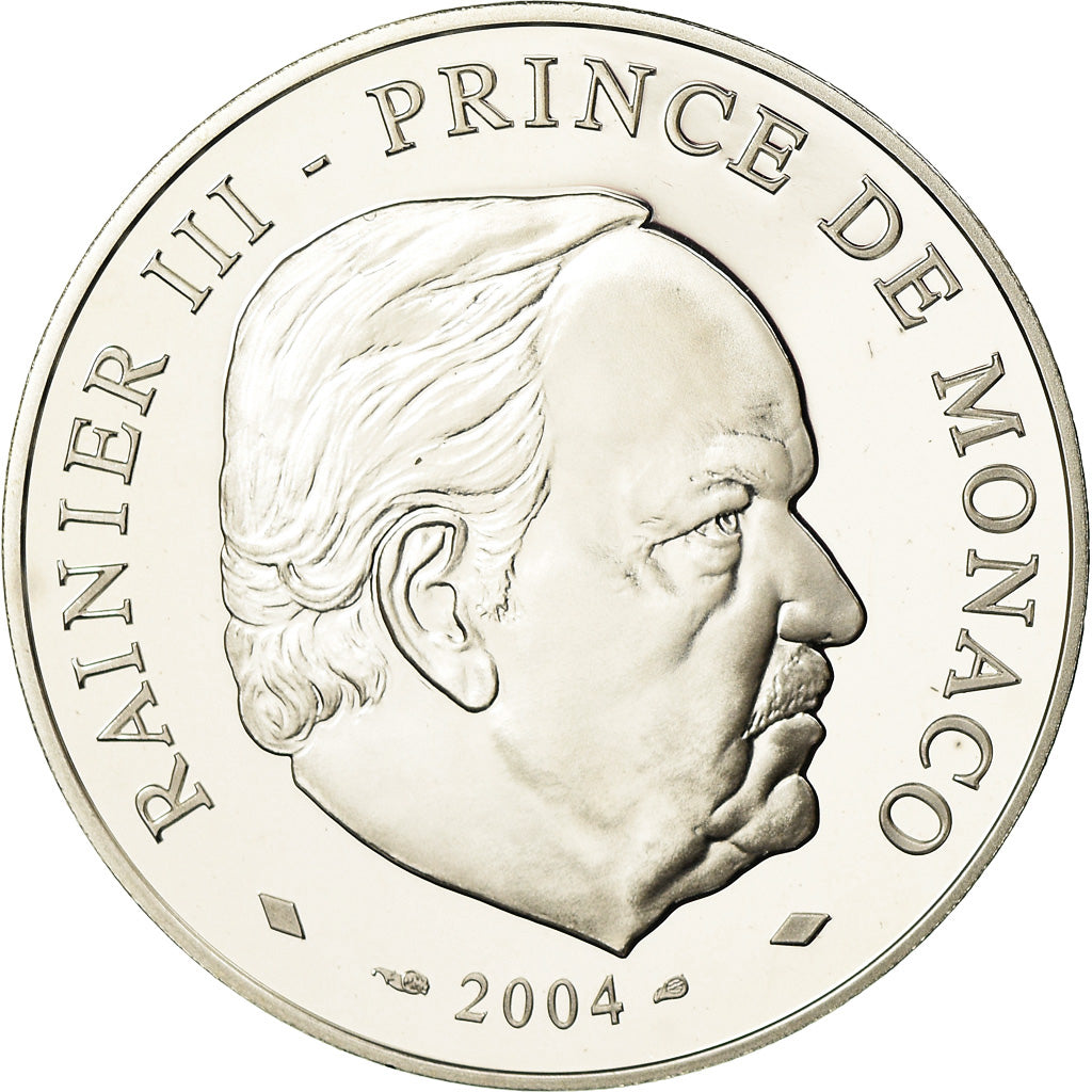 Monaco, 5 Euro, Rainier III - Sainte Dévote, 2004, Paris, MS(65-70), Srebro