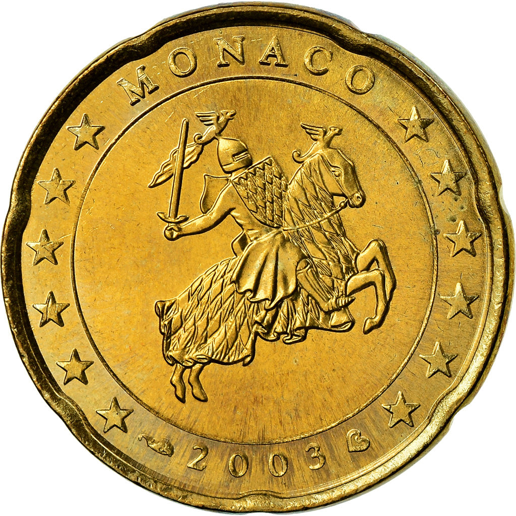 Monaco, 20 Euro Cent, Prince Rainier III, 2003, SUP+, Laiton, KM:171