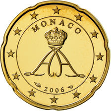 Monaco, 20 Euro Cent, Prince Albert, 2006, Proof, FDC, Laiton, KM:182