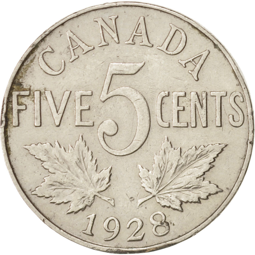 Kanada, George V, 5 Cents, 1928, Royal Canadian Mint, Ottawa, Nickel, KM:29