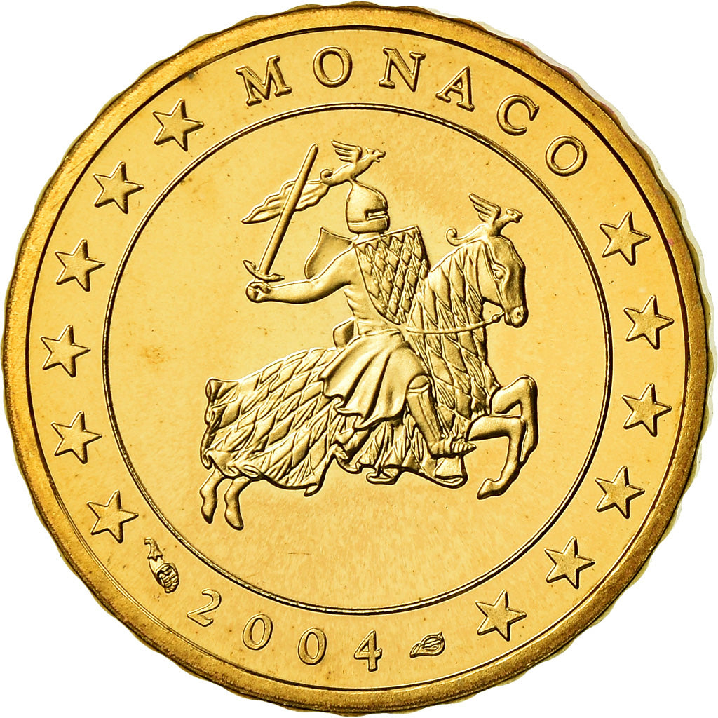 Monaco, 10 Euro Cent, Prince Rainier III, 2004, Proof, MS(65-70), Brass, KM:170