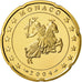 Monaco, 20 Euro Cent, Prince Rainier III, 2004, Proof, MS(65-70), Brass, KM:171