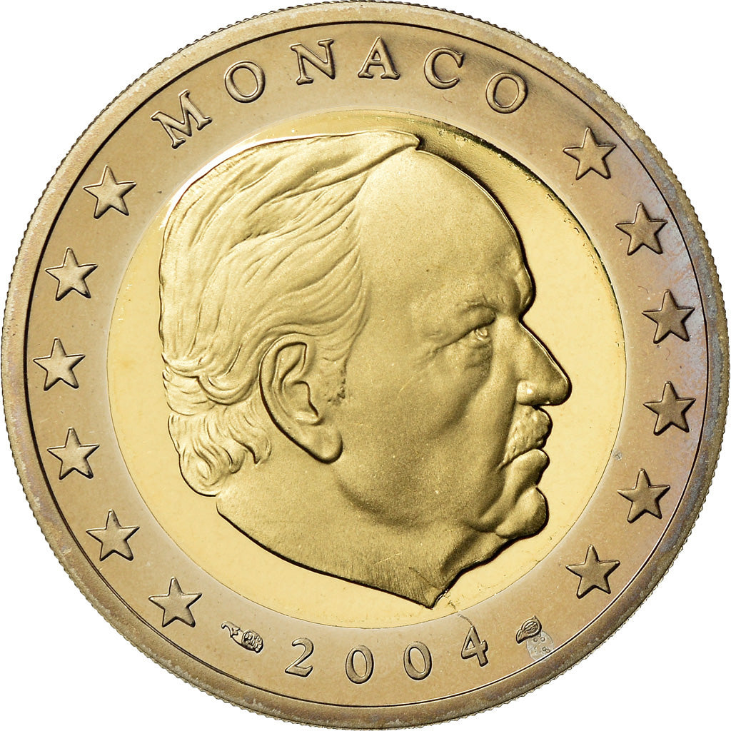 Monaco, 2 Euro, Prince Rainier III, 2004, Proof, MS(65-70), Bi-Metallic, KM:174