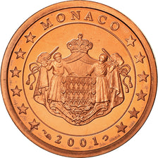 Monaco, 5 Euro Cent, 2001, Proof, FDC, Copper Plated Steel, KM:169