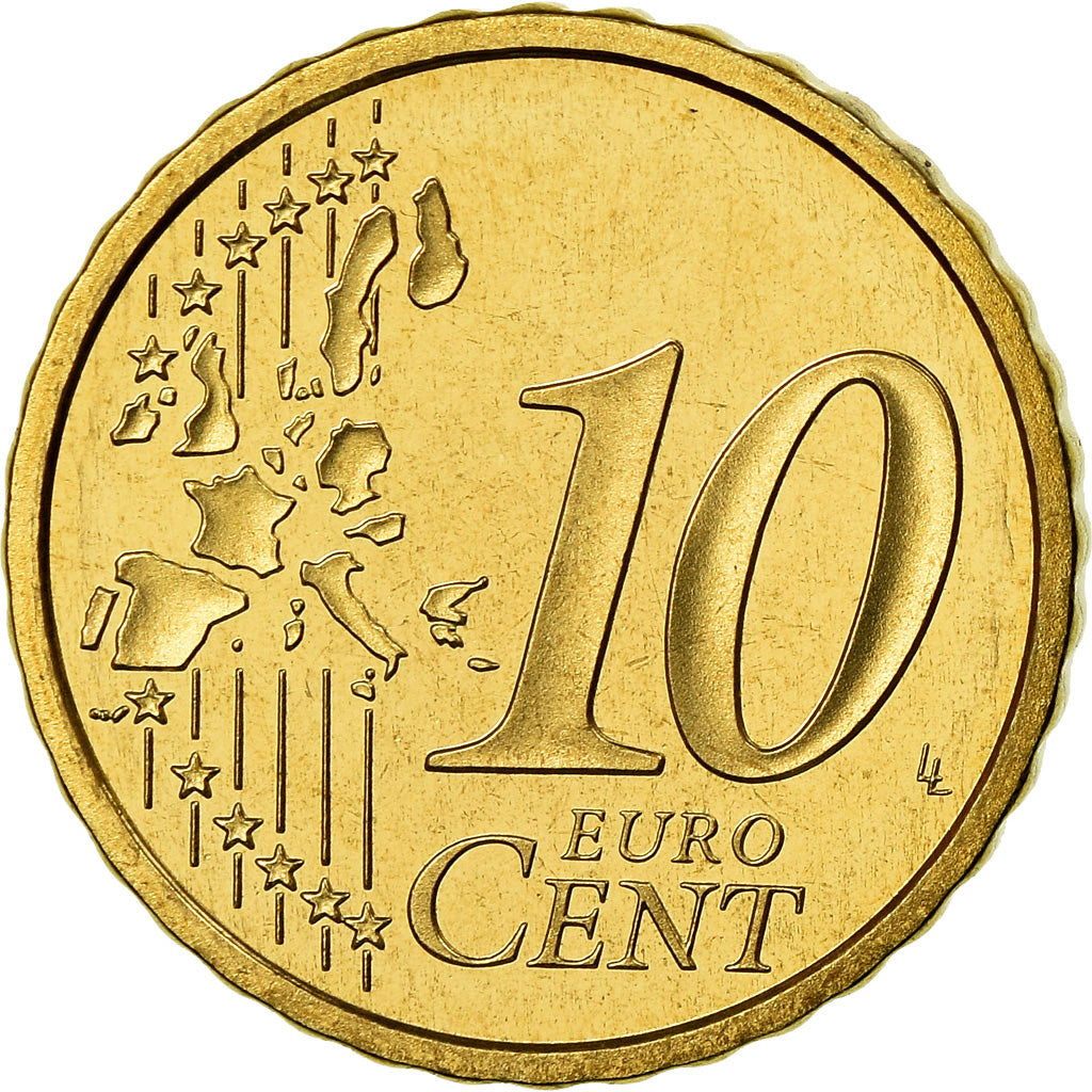 Monaco, 10 Euro Cent, Prince Rainier III, 2001, Proof, MS(65-70), Brass, KM:170