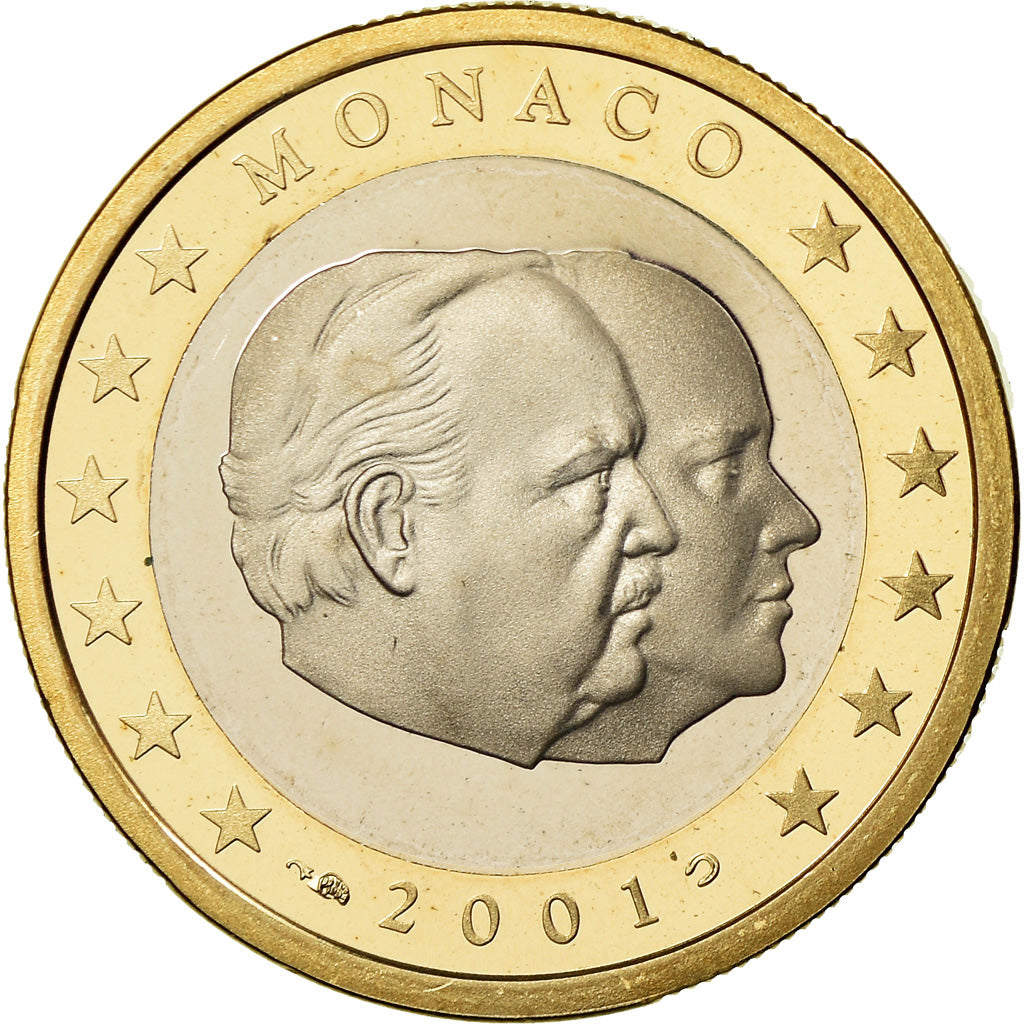 Monaco, Euro, Prince Rainier et Prince Albert, 2001, Proof, FDC, Bi-Metallic