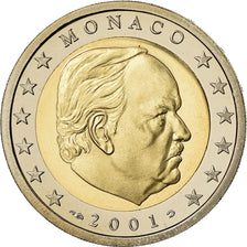 Monaco, 2 Euro, Prince Rainier III, 2001, Proof, MS(65-70), Bi-Metallic, KM:174