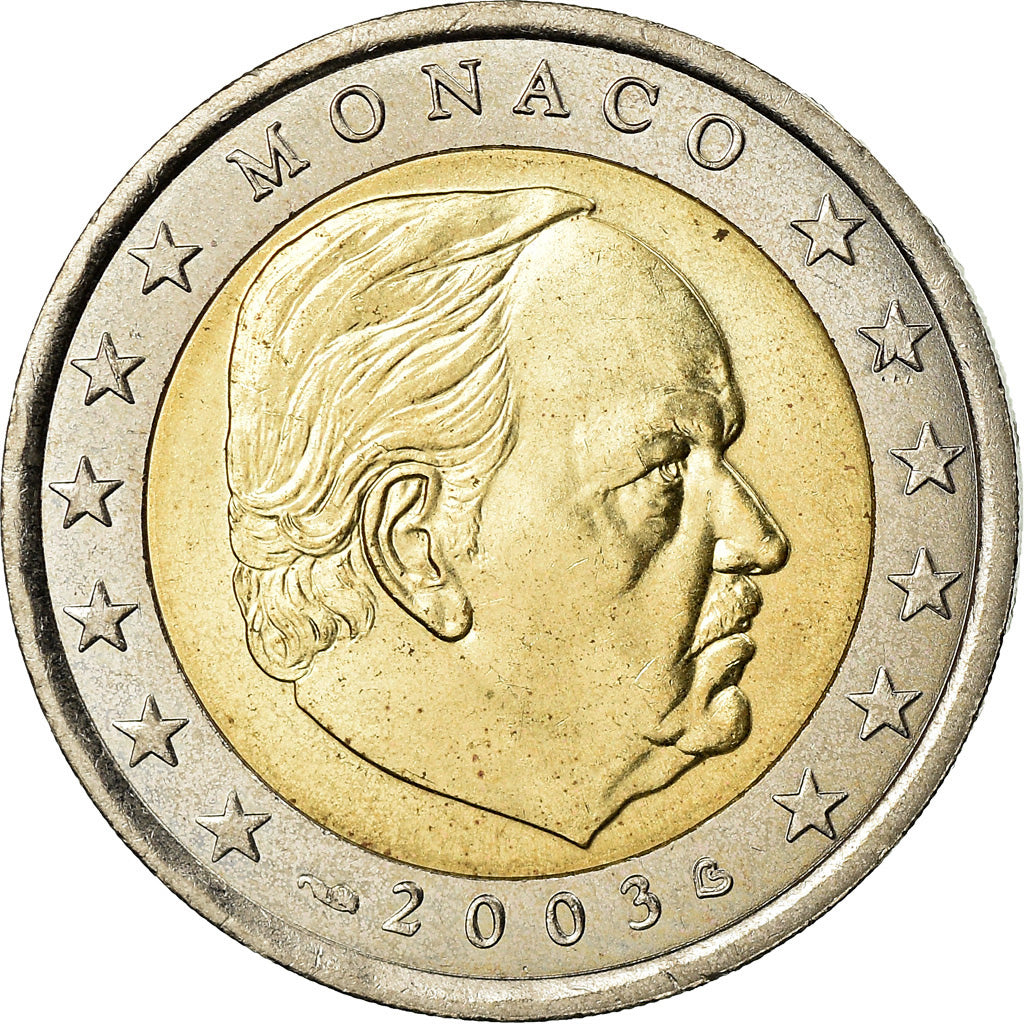 Monaco, 2 Euro, Prince Rainier III, 2003, MS(63), Bi-Metallic, KM:174