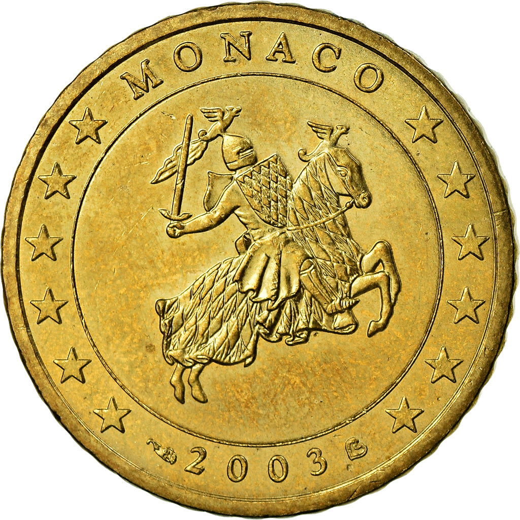 Monaco, 50 Euro Cent, Prince Rainier III, 2003, MS(63), Brass, KM:172