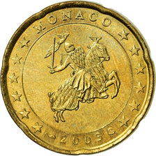 Monaco, 20 Euro Cent, Prince Rainier III, 2003, MS(60-62), Brass, KM:171