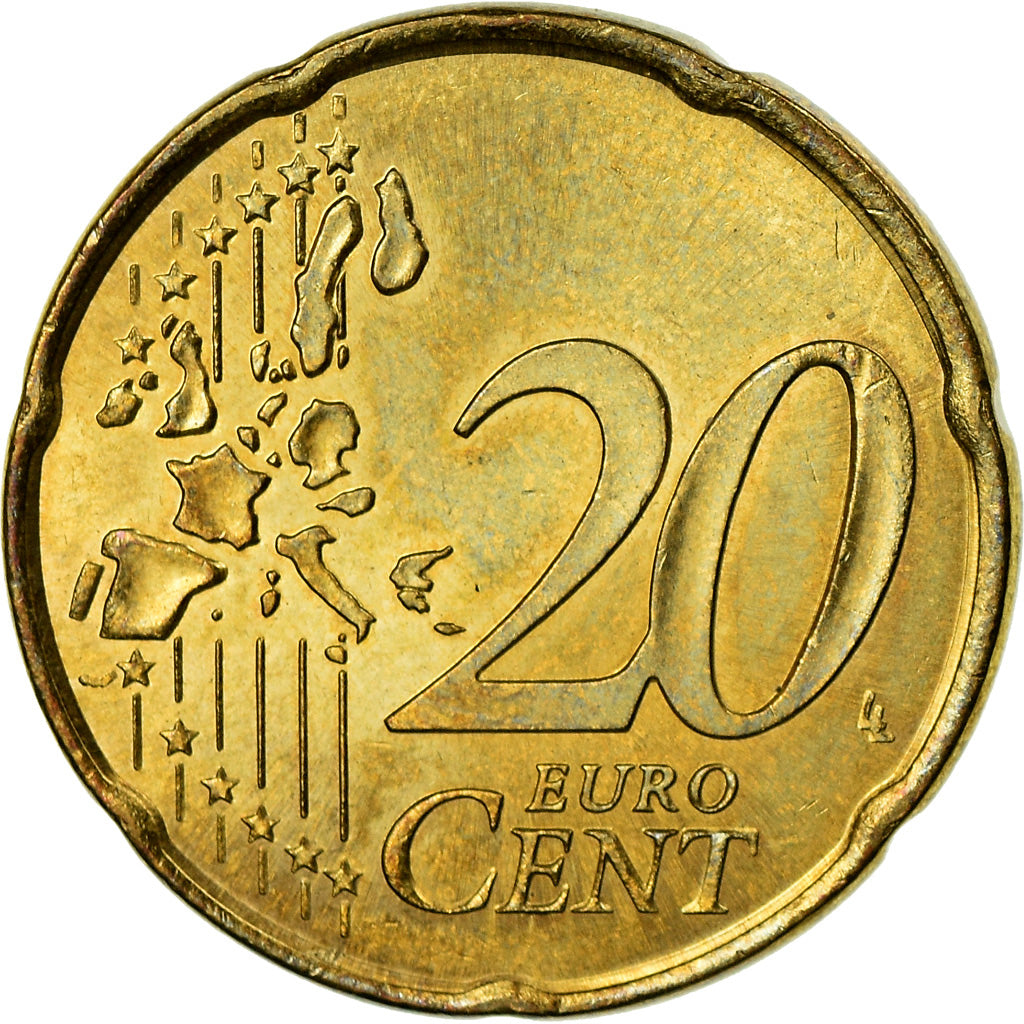 Monaco, 20 Euro Cent, Prince Rainier III, 2003, MS(60-62), Brass, KM:171