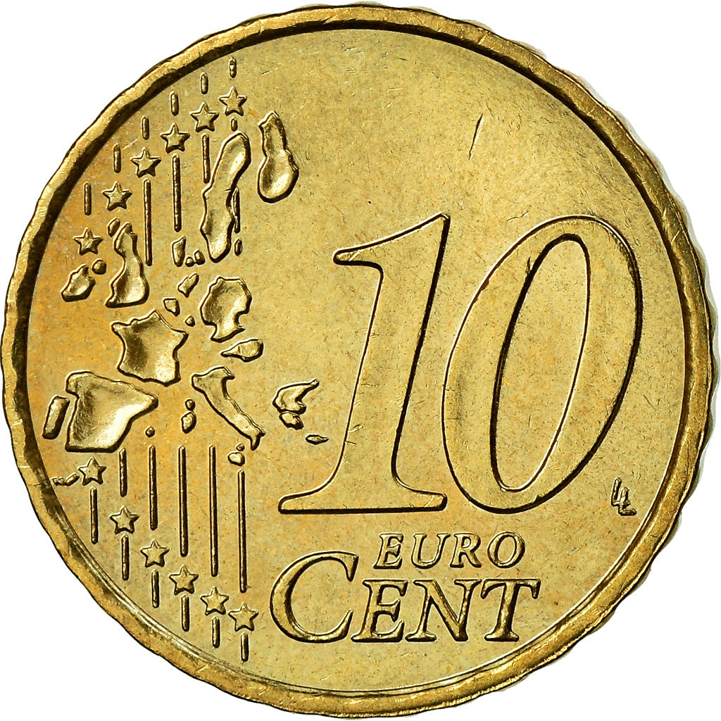 Monaco, 10 Euro Cent, Prince Rainier III, 2003, MS(60-62), Brass, KM:170