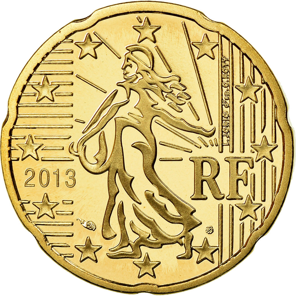 France, 20 Euro Cent, 2013, Proof, MS(65-70), Brass, KM:1411