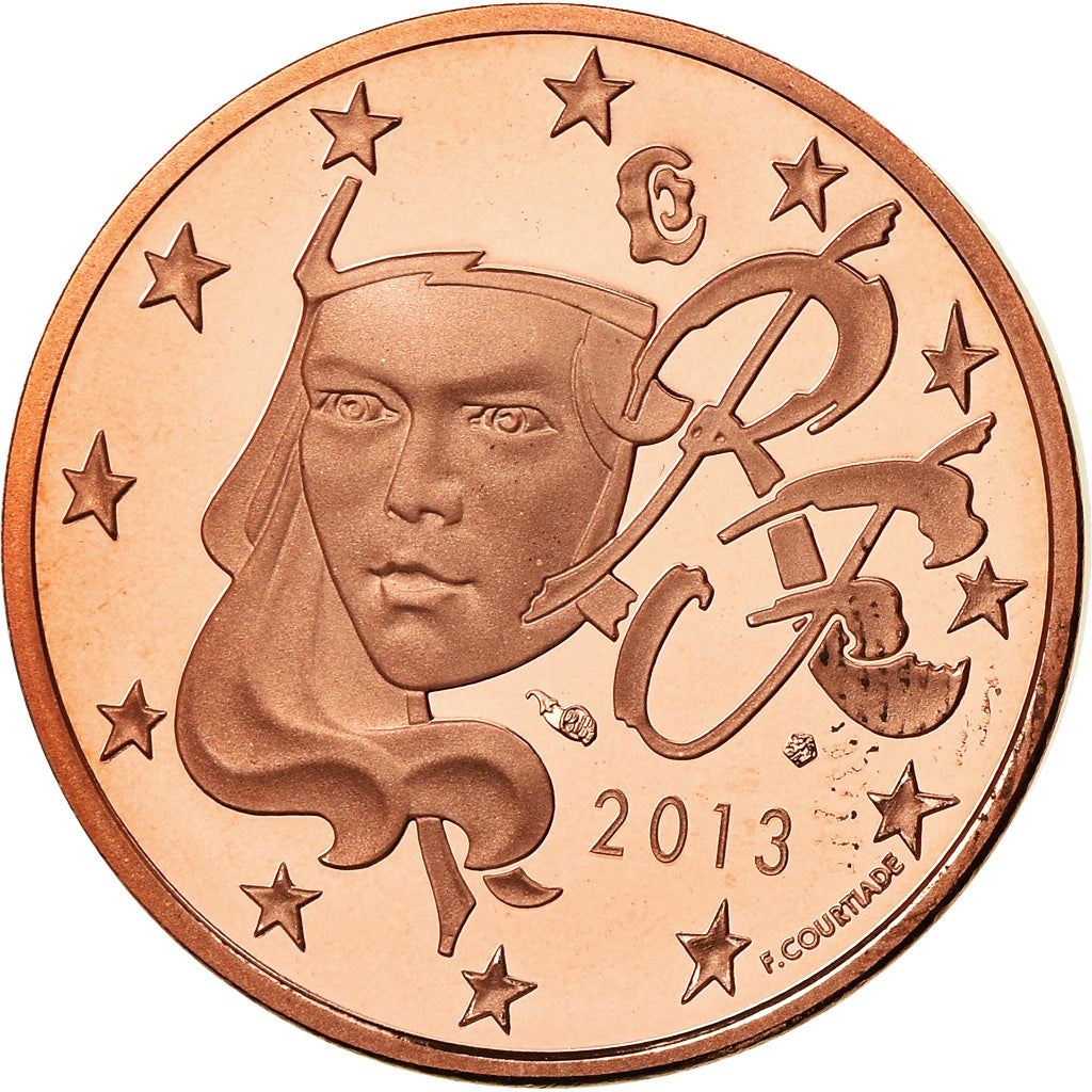 France, 5 Euro Cent, 2013, Proof, MS(65-70), Copper Plated Steel, KM:1284