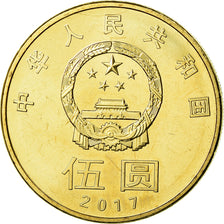 Munten, China, 5 Yüan, 2017, UNC-, Tin