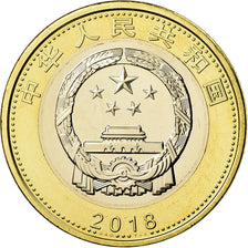 Münze, China, Train, 10 Yüan, 2018, UNZ, Bi-Metallic