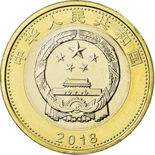 Moneta, China, Train, 10 Yüan, 2018, MS(63), Bimetaliczny