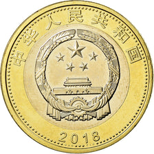 Coin, China, Train, 10 Yüan, 2018, MS(63), Bi-Metallic