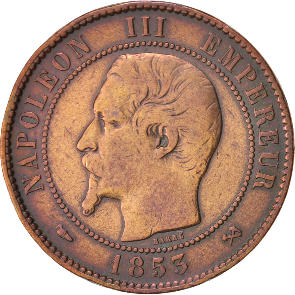 France, Napoleon III, 10 Centimes, 1853, Rouen, KM:771