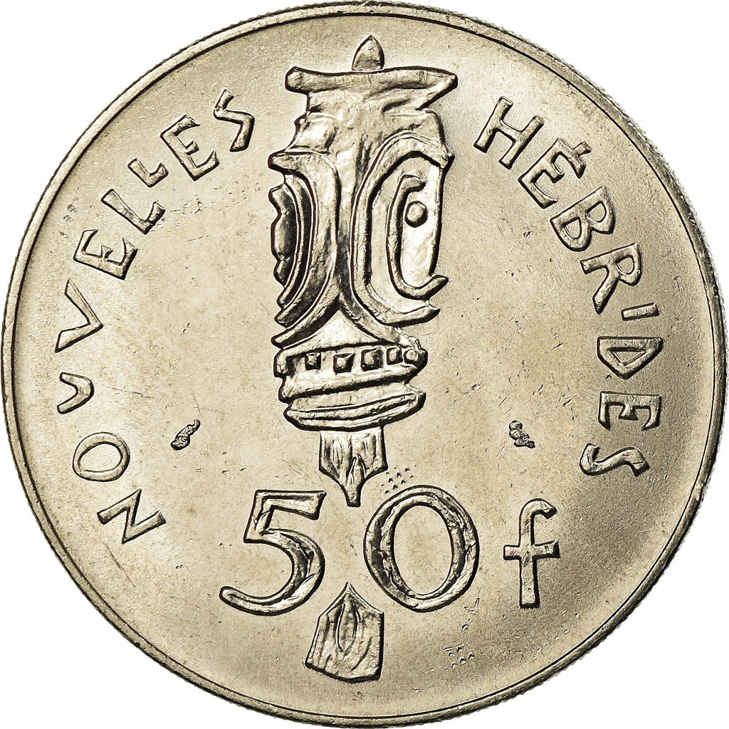 Coin, New Hebrides, 50 Francs, 1972, Paris, AU(55-58), Nickel, KM:7