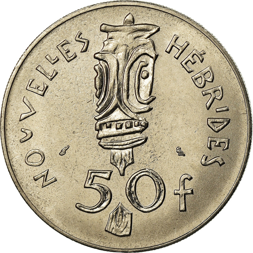 Coin, New Hebrides, 50 Francs, 1972, Paris, AU(55-58), Nickel, KM:7