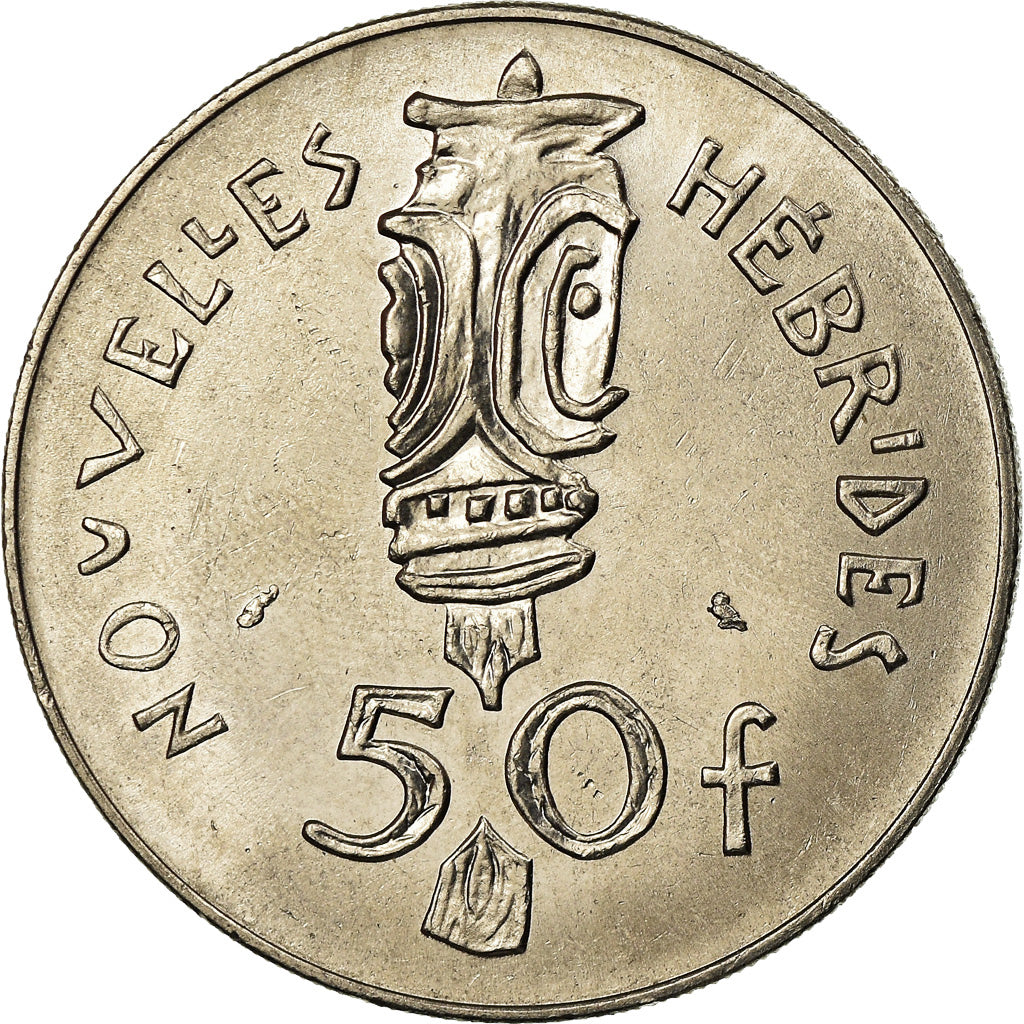 Coin, New Hebrides, 50 Francs, 1972, Paris, AU(55-58), Nickel, KM:7