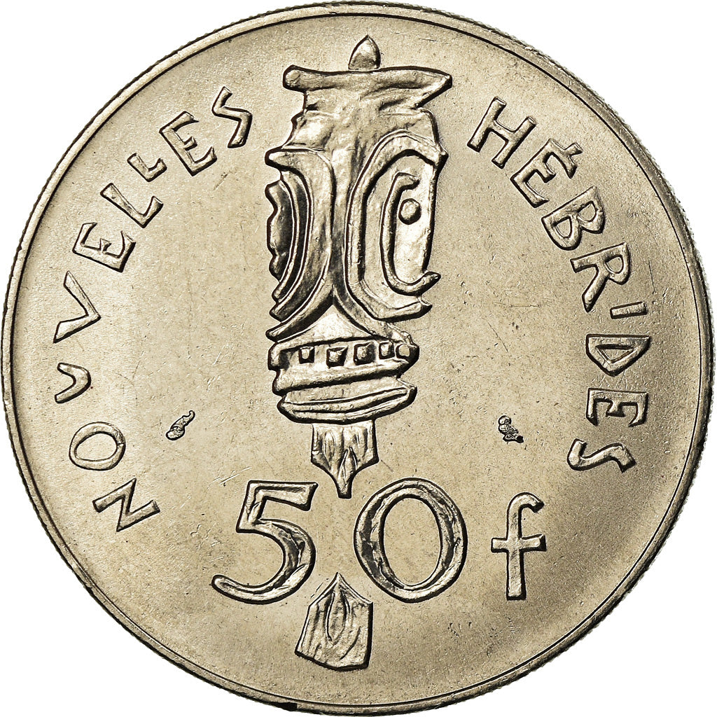 Coin, New Hebrides, 50 Francs, 1972, Paris, AU(55-58), Nickel, KM:7