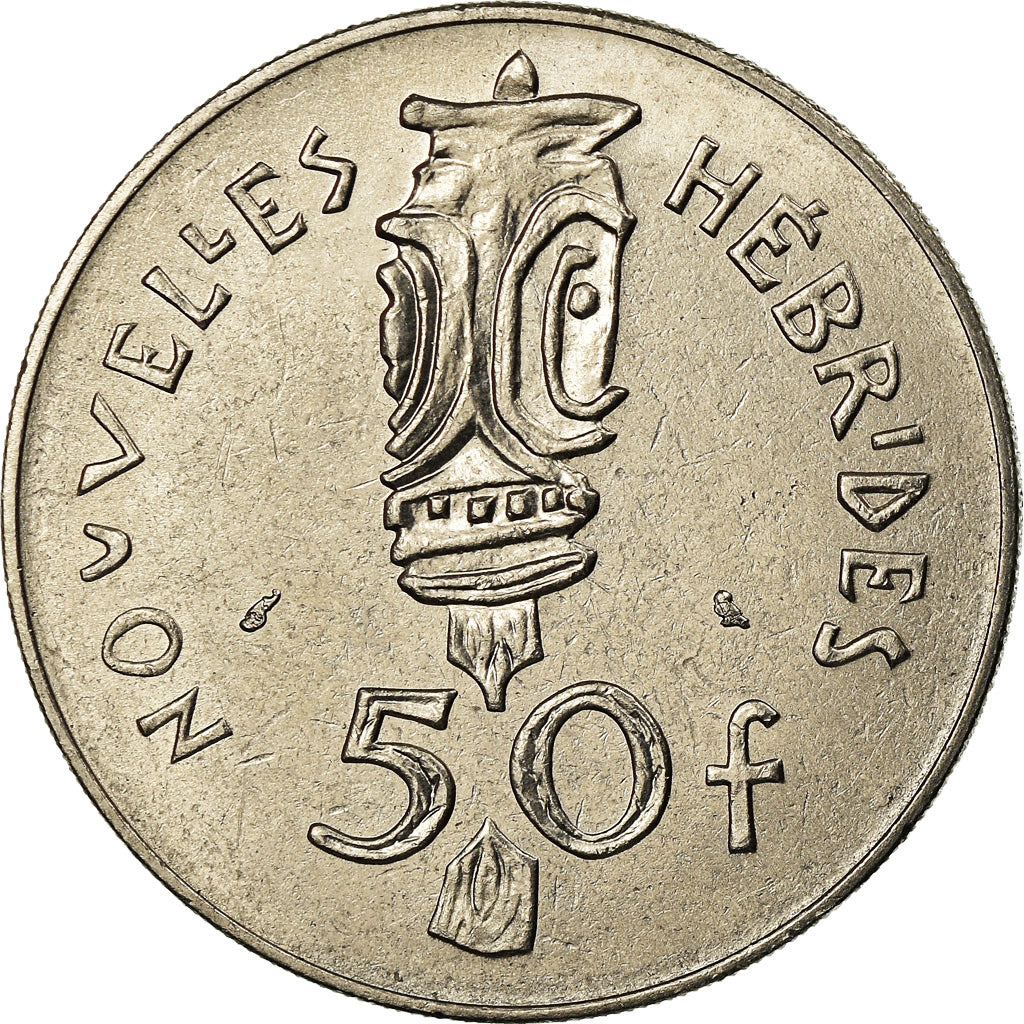 Coin, New Hebrides, 50 Francs, 1972, Paris, AU(55-58), Nickel, KM:7