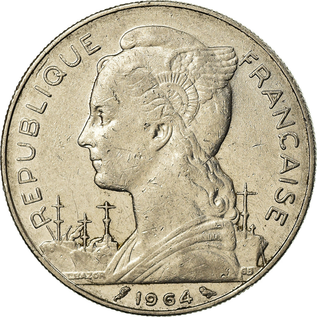 Moneta, Reunion, 100 Francs, 1964, EF(40-45), Nikiel, KM:E10