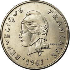 Coin, New Hebrides, 20 Francs, 1967, Paris, MS(63), Nickel, KM:3.1