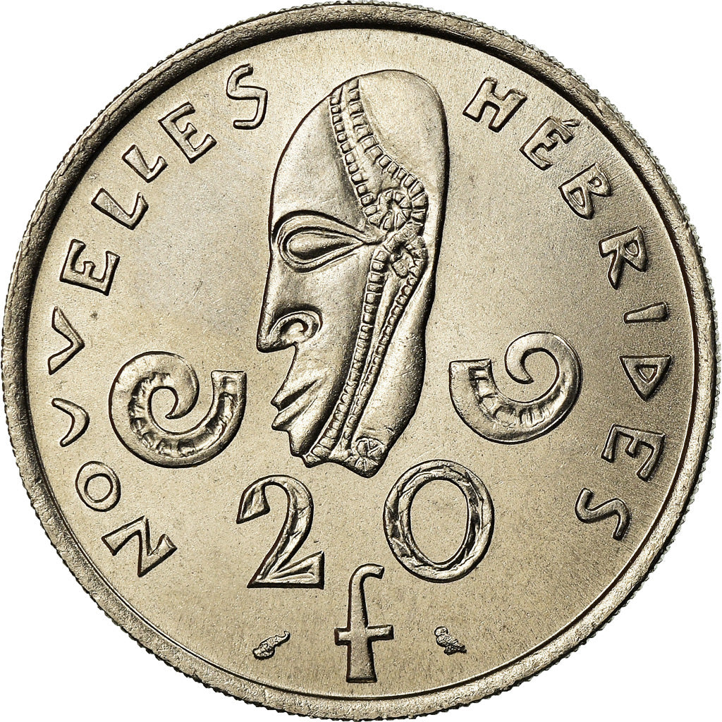 Coin, New Hebrides, 20 Francs, 1967, Paris, MS(63), Nickel, KM:3.1
