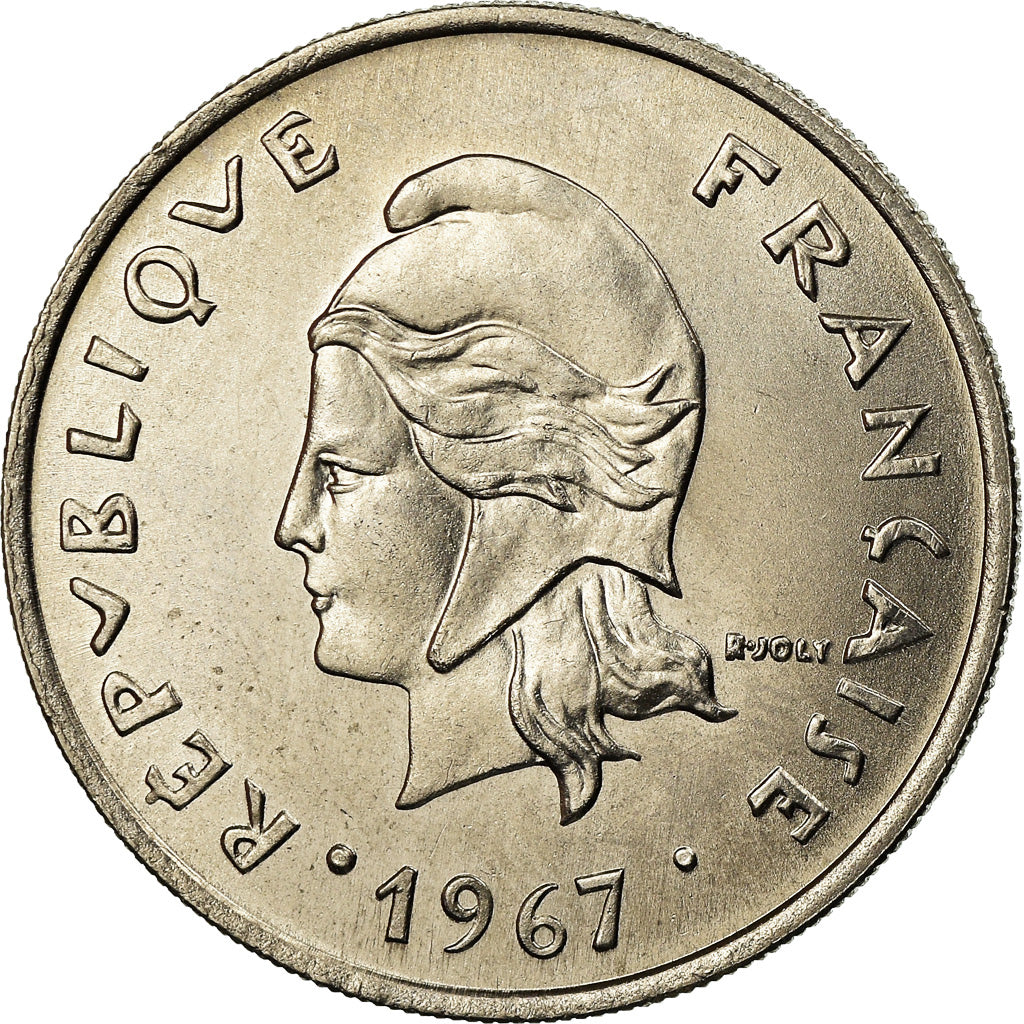 Coin, New Hebrides, 20 Francs, 1967, Paris, MS(63), Nickel, KM:3.1