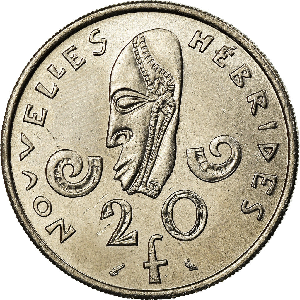 Coin, New Hebrides, 20 Francs, 1967, Paris, MS(63), Nickel, KM:3.1