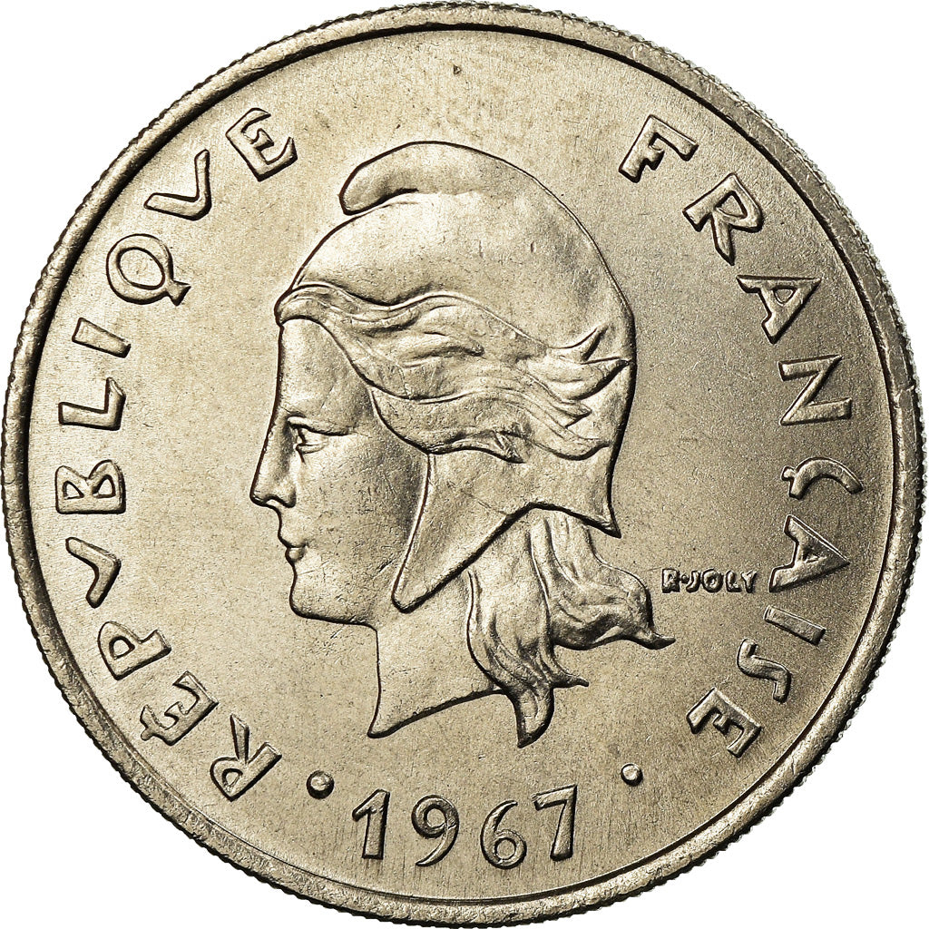 Coin, New Hebrides, 20 Francs, 1967, Paris, MS(63), Nickel, KM:3.1
