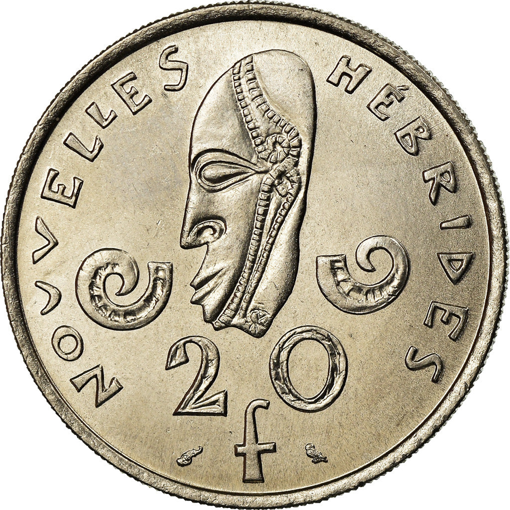 Coin, New Hebrides, 20 Francs, 1967, Paris, MS(63), Nickel, KM:3.1