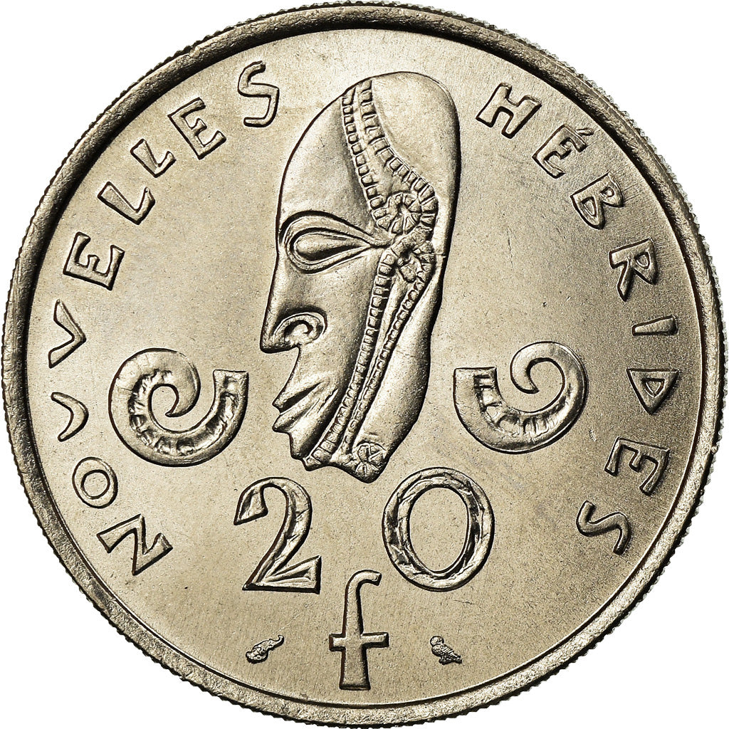 Coin, New Hebrides, 20 Francs, 1967, Paris, MS(63), Nickel, KM:3.1