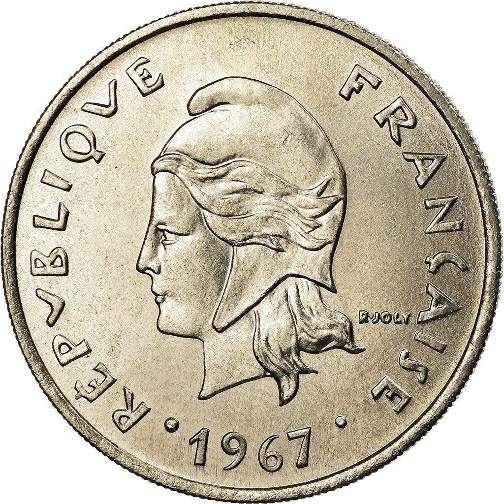Coin, New Hebrides, 20 Francs, 1967, Paris, MS(63), Nickel, KM:3.1