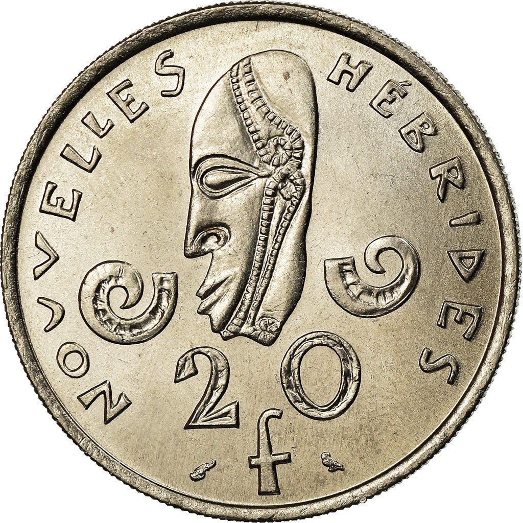 Coin, New Hebrides, 20 Francs, 1967, Paris, MS(63), Nickel, KM:3.1