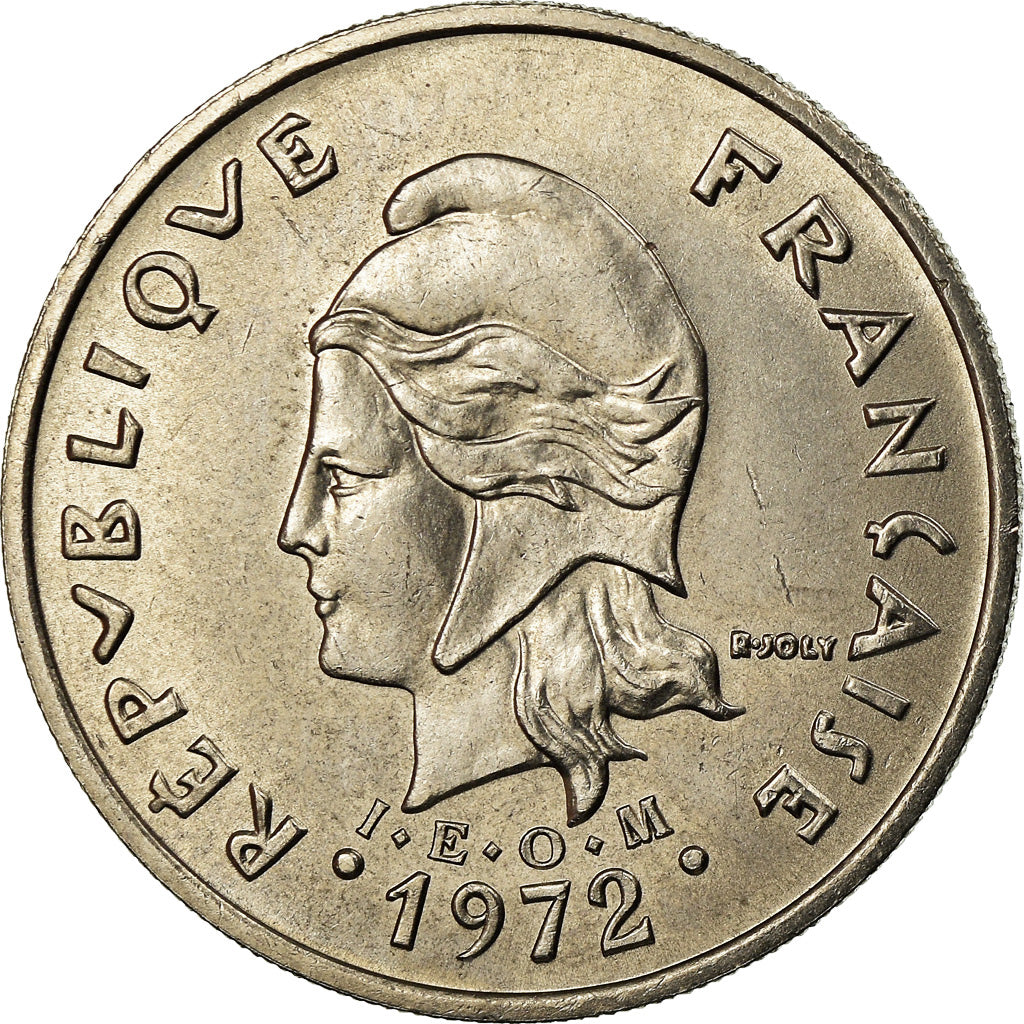 Coin, New Caledonia, 20 Francs, 1972, Paris, AU(55-58), Nickel, KM:12
