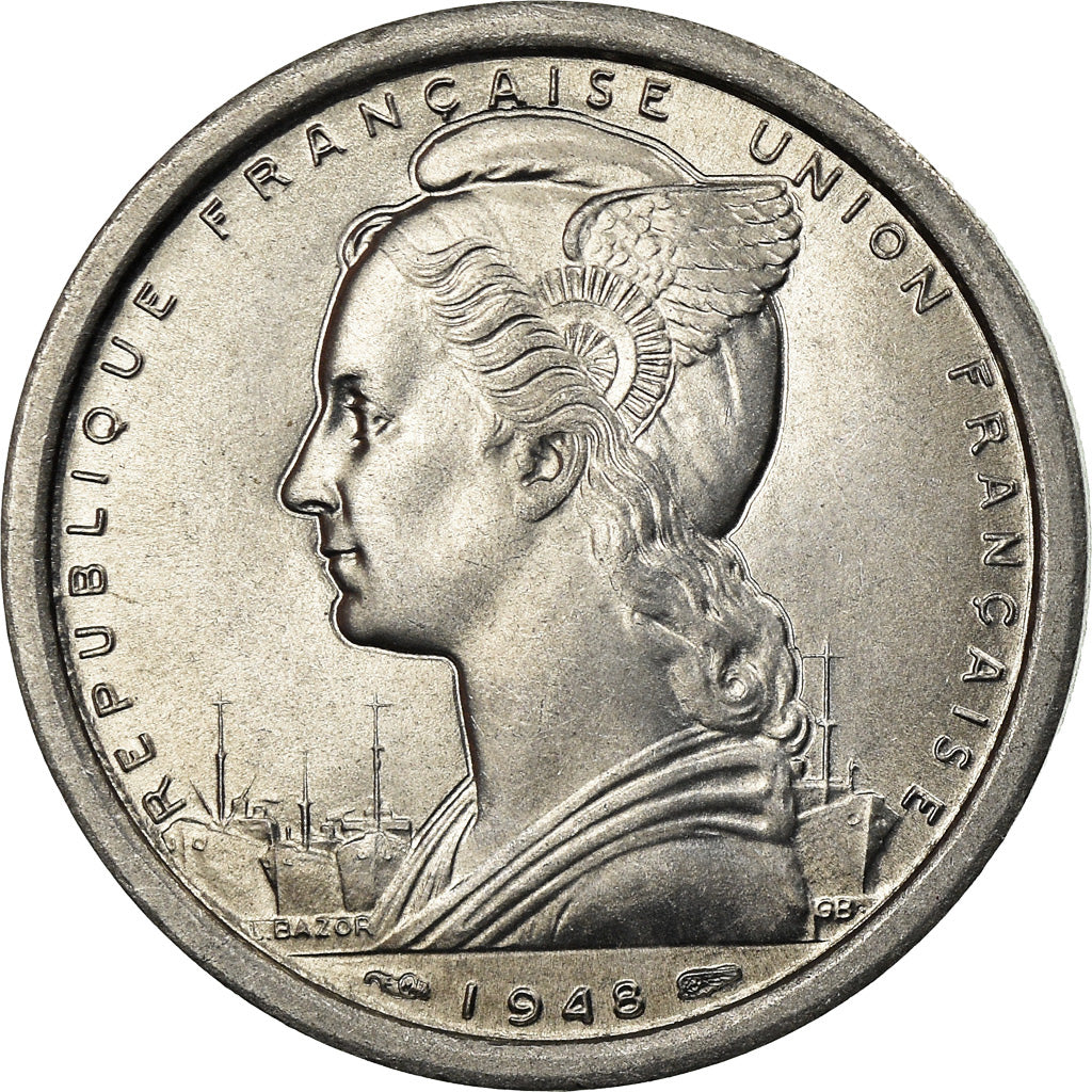 Coin, Togo, 2 Francs, 1948, Paris, MS(63), Aluminum, KM:5