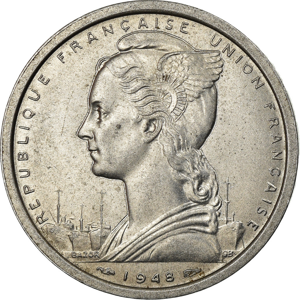 Moeda, África Ocidental Francesa, 2 Francs, 1948, Paris, AU(55-58), Alumínio
