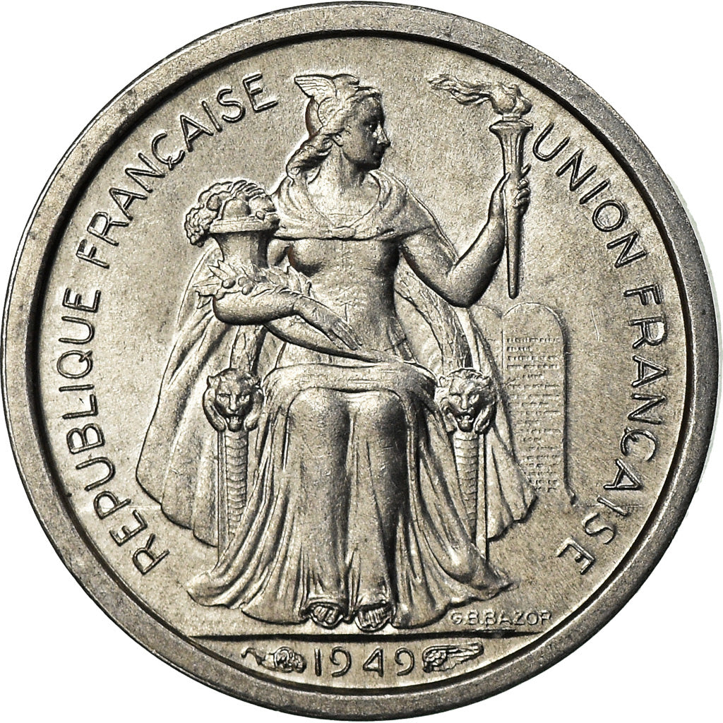 Coin, FRENCH OCEANIA, 50 Centimes, 1949, MS(63), Aluminum, KM:1