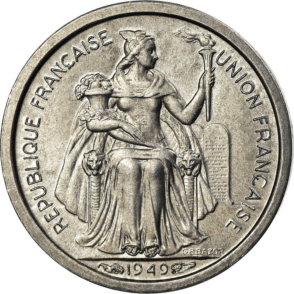 Coin, FRENCH OCEANIA, 50 Centimes, 1949, MS(63), Aluminum, KM:1