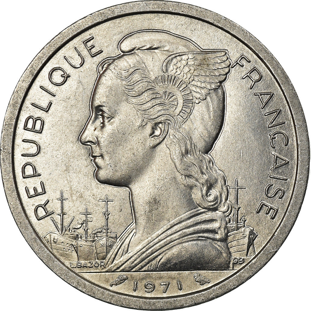 Coin, Réunion, 2 Francs, 1971, Paris, AU(55-58), Aluminum, KM:8