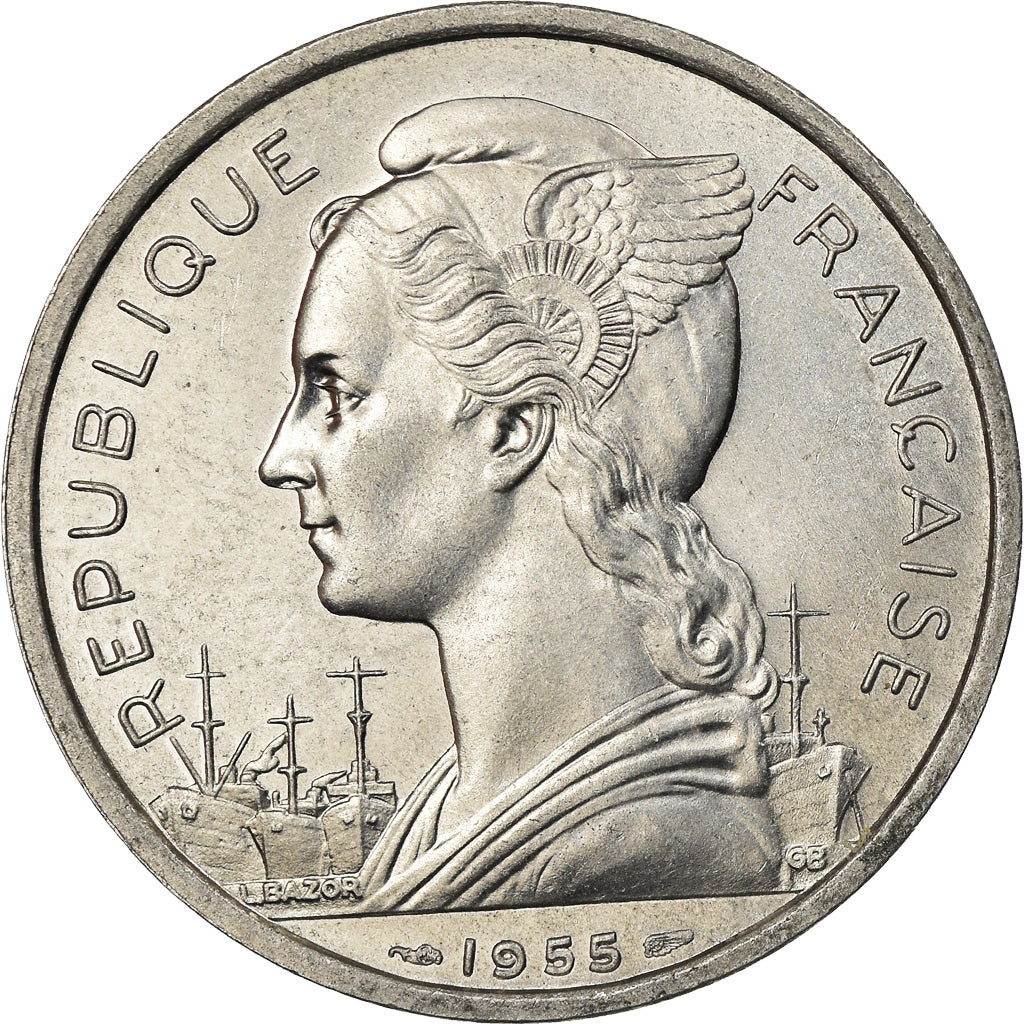 Coin, Réunion, 5 Francs, 1955, MS(63), Aluminum, KM:9