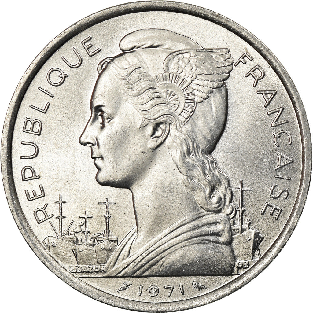Coin, Réunion, 5 Francs, 1971, Paris, MS(63), Aluminum, KM:9