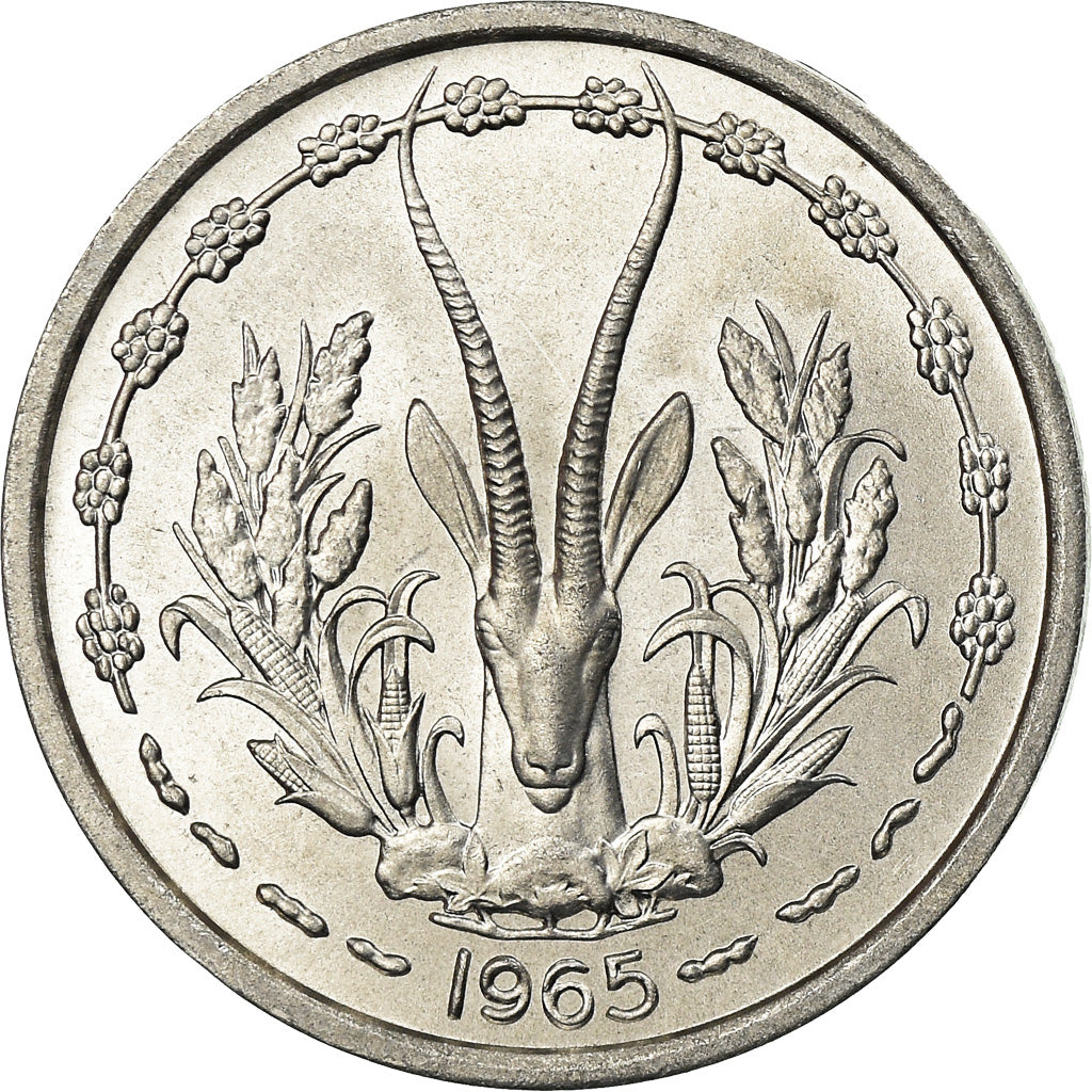 Coin, West African States, Franc, 1965, MS(63), Aluminum, KM:3.1