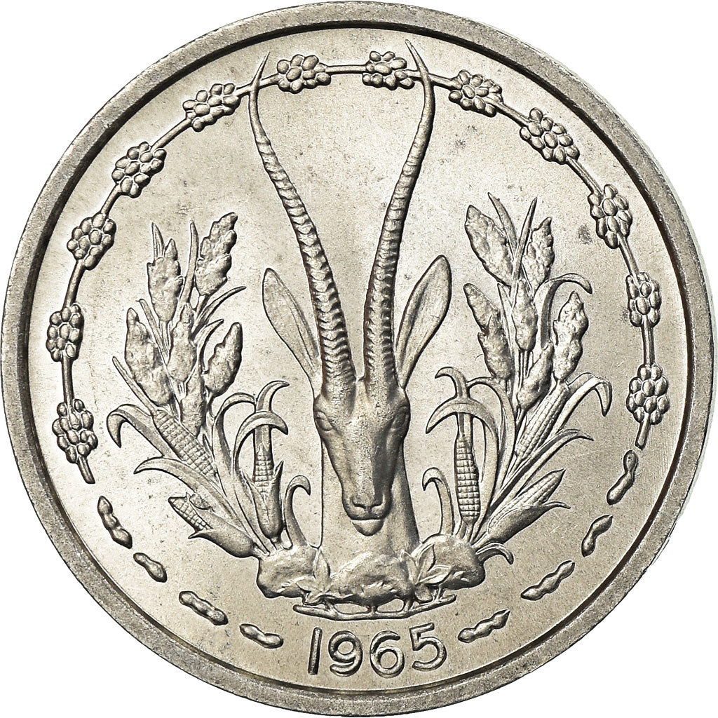 Coin, West African States, Franc, 1965, MS(63), Aluminum, KM:3.1