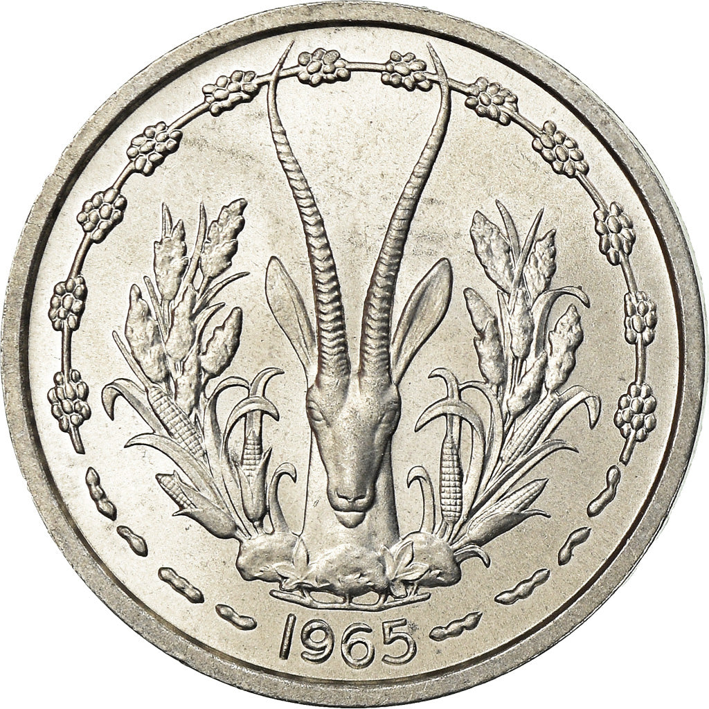 Moneta, Kraje Afryki Zachodniej, Franc, 1965, MS(63), Aluminium, KM:3.1
